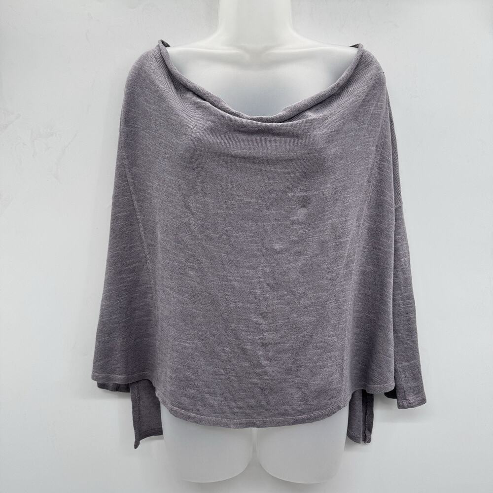 HEATHER Women's Linen Blend Oversized Sweater One Size Dusty Gray Coastal Dolman